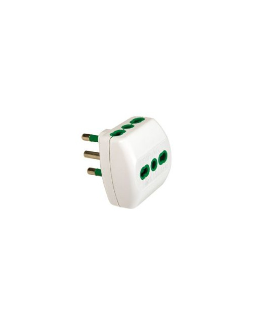 Fanton triple adapter 16A+T plug with 3 bypass sockets