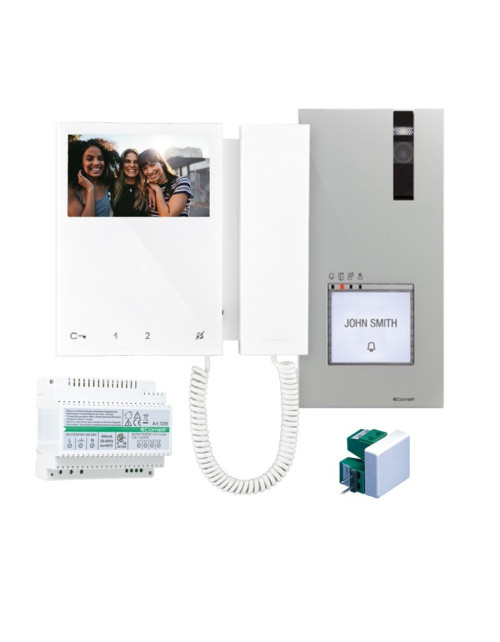 Comelit 2-wire one-family video door phone kit with mini and square video door phone
