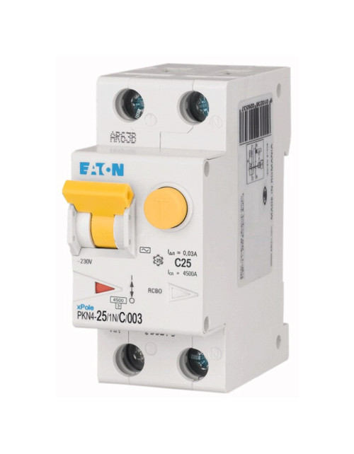 Interruttore differenziale magnetotermico Eaton 25A 1P+N 30MA tipo AC 4,5K 237131