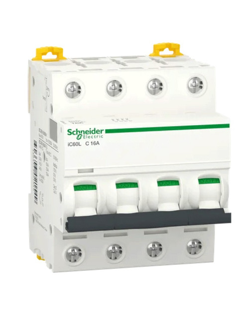 Interruptor magnetotérmico Schneider 4P 16A 15KA C 4 módulos