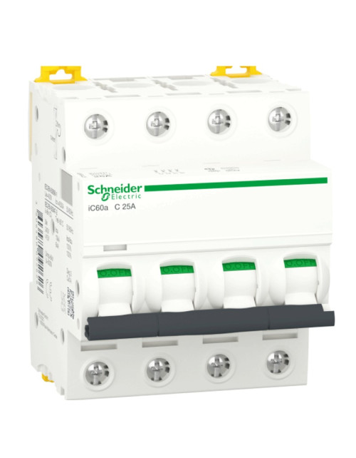 Interruptor magnetotérmico Schneider 4P 25A 4.5KA C 4 módulos