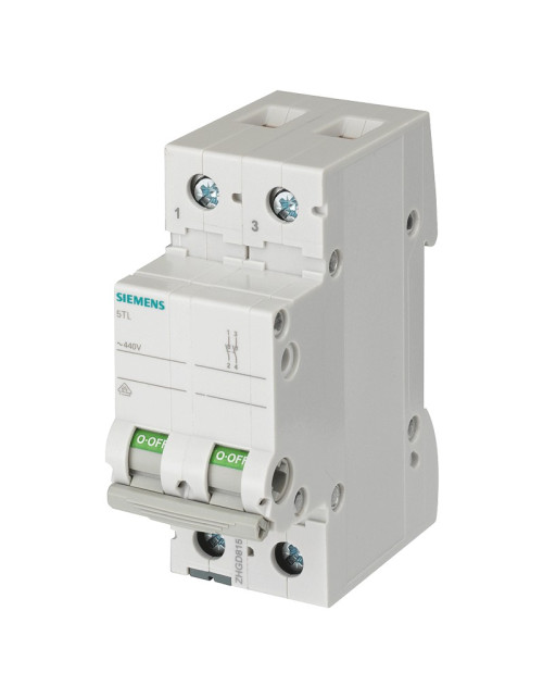 Interruptor seccionador Siemens OFF 40A 2 polos 2 módulos