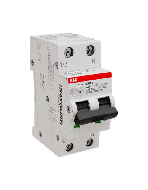 ABB 1P+N 20A 2 Modules AC type differential magnetothermic