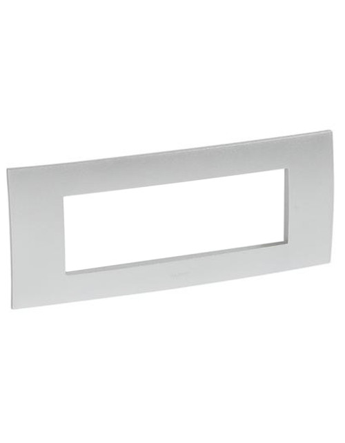 Placa Legrand Vela cuadrada gris metalizado 6 módulos 685748