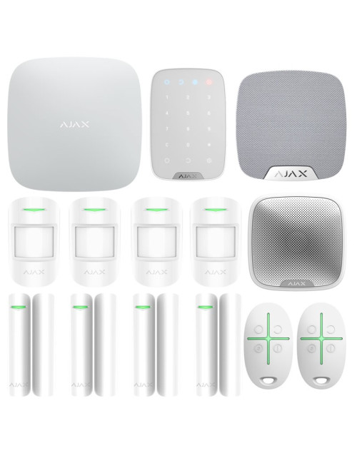 Kit Antifurto Ajax Wireless con centrale Hub2 plus 4G 2 SIM WI-FI Bianco