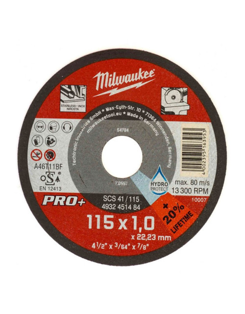 Disco de corte fino para amoladoras Milwaukee 115 mm 4932451484