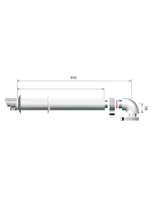 Ariston coaxial exhaust kit l 1000 horizontal 60/100 3318073