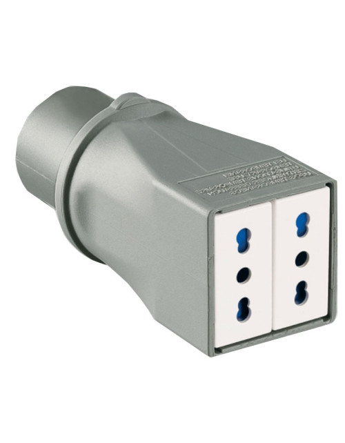 Palazzoli CEE industrial adapter 2P+E plug and 2 bypass sockets