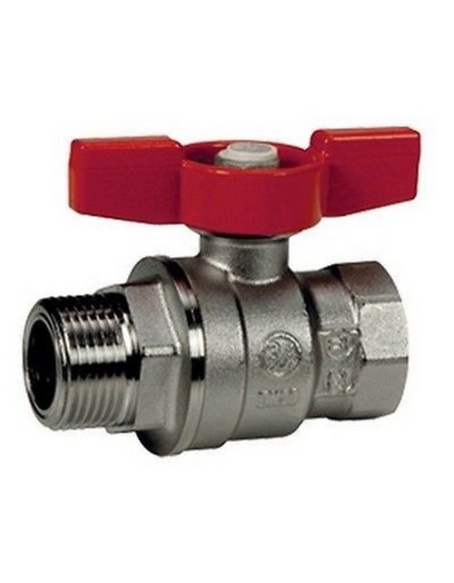 Ball valve, female-male connections, butterfly handle, full bore, 1/2"MF