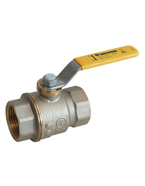 Ball valve for GAS, female-female connections, yellow lever handle, 2" F