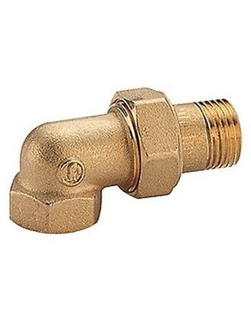 Non-chromed 90° elbow three-piece fitting, with female-male threaded union connections, Rp 1/2” x R 1/2” - CIG UNI 71