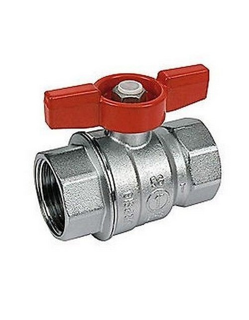 Ball valve, female-female connections, butterfly handle, full bore, 3/8"