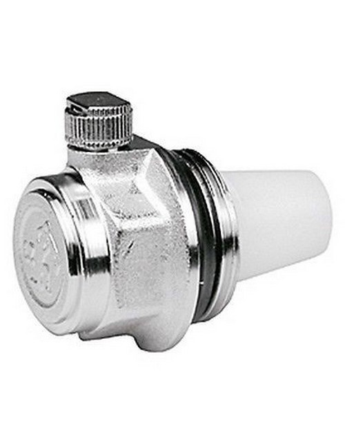 Automatic air vent valve for radiators, chromed, with self-sealing and safety cap, 1" RH