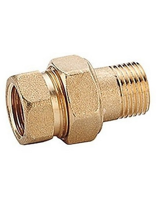 Non-chrome-plated straight fitting in three pieces with FM threaded union connections, Rp 1” x R 1” - CIG UNI 7129
