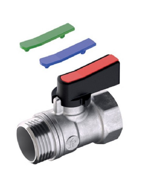 MINI series ball valve, female-male ends, lever handle, standard port, 3/8"M x 3/8"F