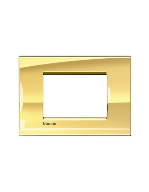 luz viva | Placa cuadrada Metals en metal dorado frio de 3 plazas