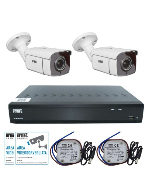 KIT de vidéosurveillance Urmet AHD 1080N 8 canaux avec 2 caméras