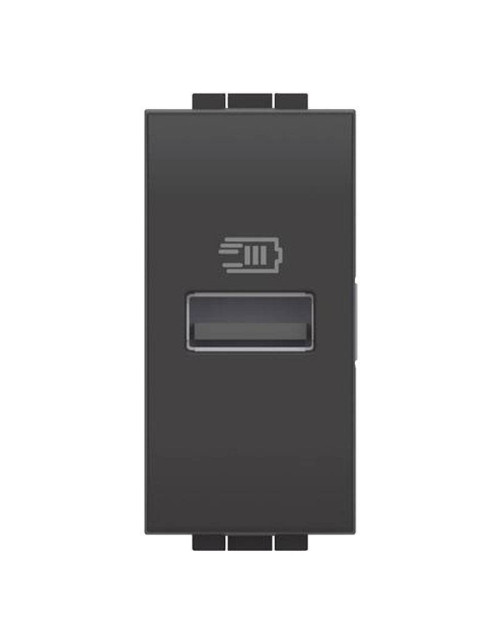 Chargeur USB Bticino LivingLignt Type A 5Vdc 1 Module Anthracite L4191A