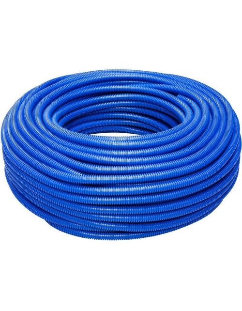 Tubo corrugado azul con extractor de alambre de 20 mm de diámetro.
