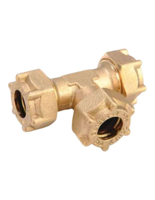 IBP F T-fitting for water and gas D 10 mm in brass IG601 01000000