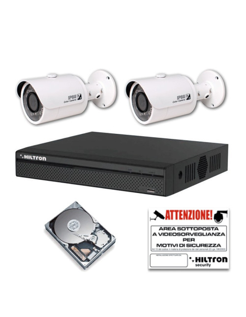 Kit Videosorveglianza Hiltron IP 4MP con NVR 8 Porte 2 telecamere 1TB THK8IP