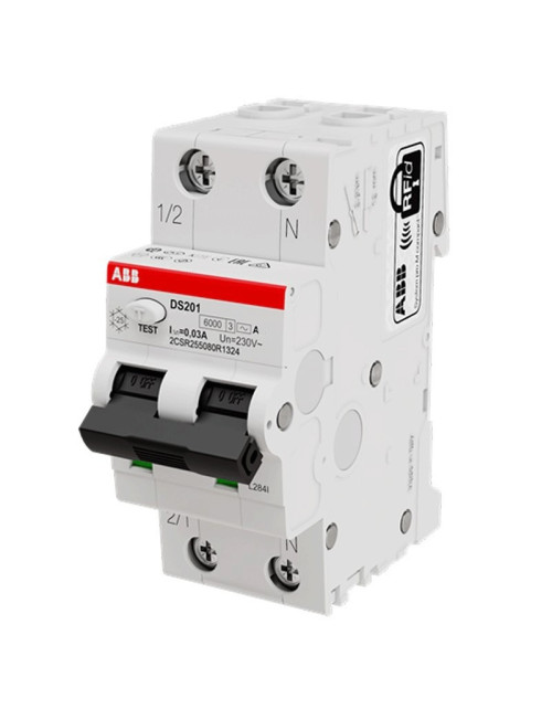 Abb 16A 1P+N 30MA A 4.5K 2M DS201LC16A30 differential circuit breaker