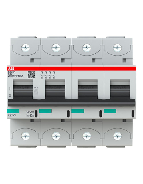 Interruttore magnetotermico Abb 4P 80A 50KA C S804P 6M S804PC80