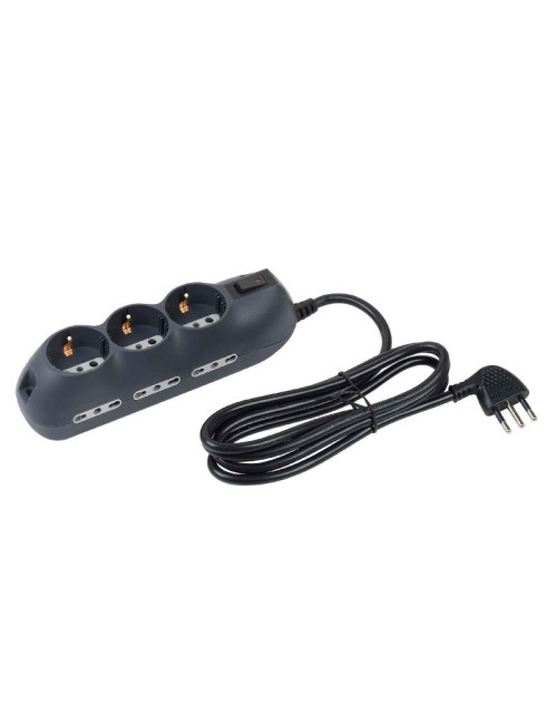 Bticino power strip with slot 9 German sockets and 6 bypass sockets 10/16A anthracite switch 3699GB
