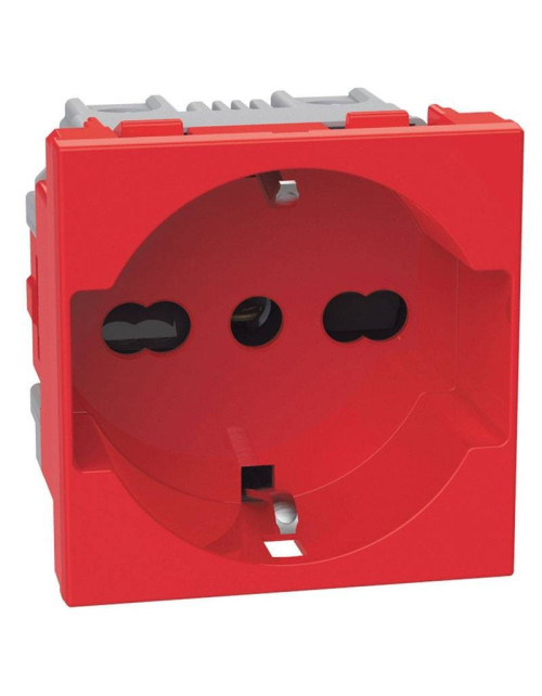 Standard Schuko socket Bticino MATIXGO P40 2 modules red J4140A16R