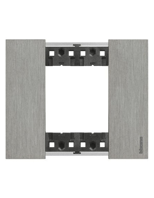 Bticino Living Now plate 2 modules in steel color KA4802ZG