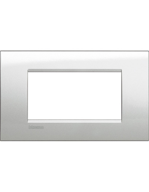 Bticino Livinglight 4-Modul-Quadratplatte, Mondsilberfarbe LNA4804GL