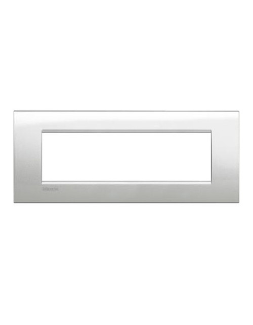Bticino Livinglight 7-Modul-Quadratplatte in Mondsilberfarbe LNA4807GL