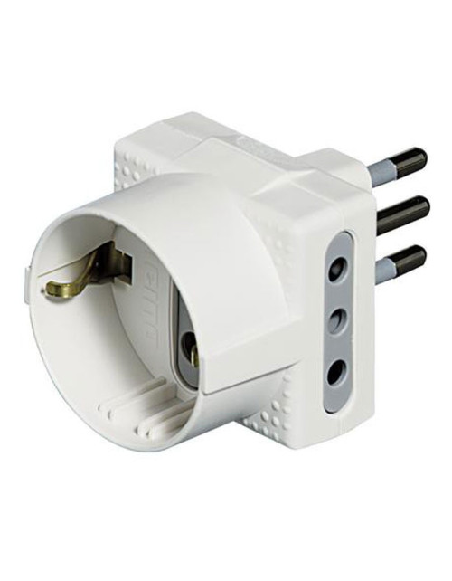 Triple adapter Bticino tris German socket 2 10A sockets 10A plug white S3610DE