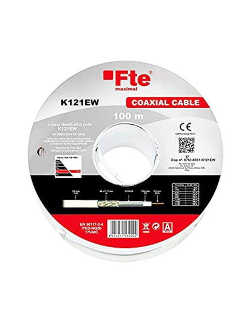 TVSAT FTE Coaxial Cable 5 mm in PVC 100 meter reel K121EW