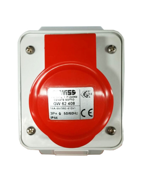 Gewiss fixed wall socket 3P+E 16A IP44 red 380V GW62408
