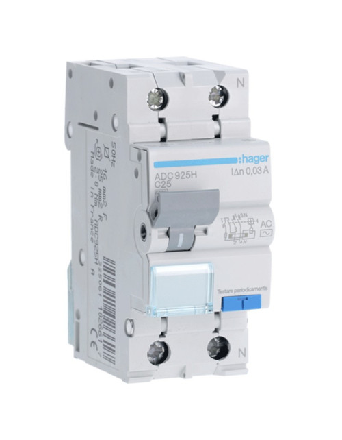 Disyuntor de corriente residual Hager 1P+N 30MA 25A ADC925H