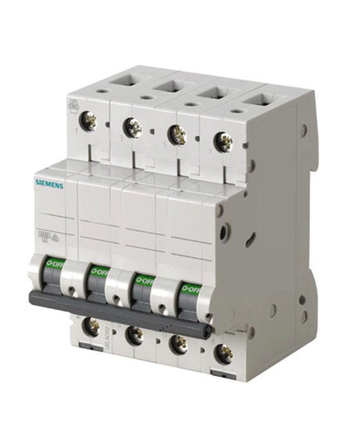 Interrupteur magnétique thermique Siemens 4P 6A 6kA type C 4 modules 5SL64067BB