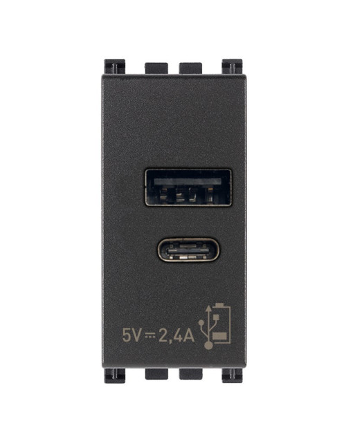 Vimar Arke Alimentation USB A+C 5V 2,4A 1 module gris 19292.AC