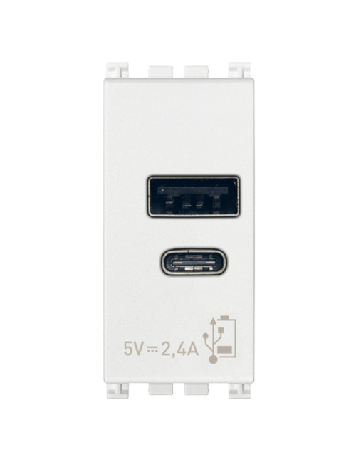 Vimar Arke Alimentation USB A+C 5V 2,4A 1 module blanc 19292.AC.B