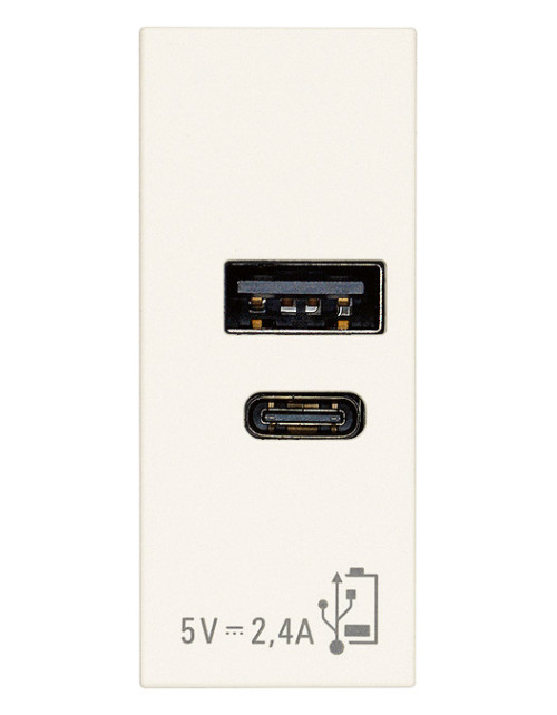 Caricatore USB 2.4A Con Porte Tipo A E C VIMAR Linea Bianca 30292.ACB