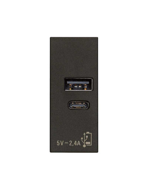 Alimentation USB A+C 12W 2,4A 5V noir - 30292.ACG